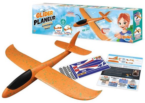Buki zweefvliegtuig speelgoed 48cm oranje voor kinderen