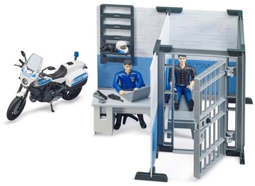Bruder set de jouets police bworld commissariat avec moto-3
