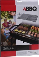 BBQ plaque de grill inox 2 pièces 46x30cm accessoire barbecue