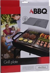 BBQ plaque de grill inox 2 pièces 46x30cm accessoire barbecue