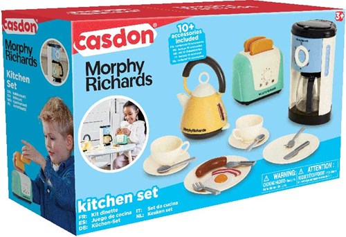 Casdon Morphy Richards speelgoed keukenset rood - koffiezetapparaat, broodrooster, waterkoker en servies