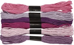Creativ Company borduurgaren paars 6 stuks katoen textielgaren