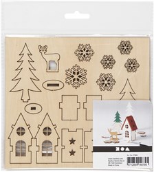 Creativ Company houten kerstdecoratie huis DIY knutselset voor kinderen