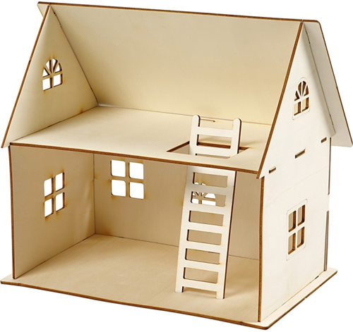 Creativ Company CC DIY Houten Poppenhuis 18x27x25 cm
