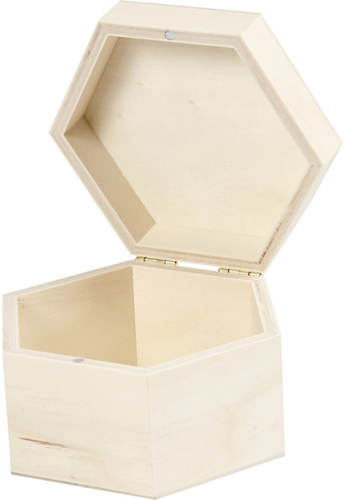 Creativ Company houten bewaardoos hexagon 12x7 cm magnetisch slot