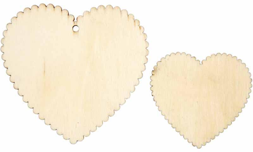 Creativ Company houten harten decoratie set - 12 stuks blank hout