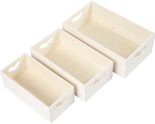 Creativ Company CC Houten Opslagdozen Hart Set H:6,3-5,5 cm