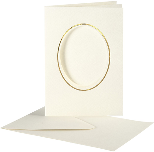 Creativ Company CC Kaarten & Enveloppen Passepartout Ovaal met Rand 10,5x15 cm Off-white 10 stuks