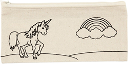 Creativ Company katoenen etui unicorn - pencil case 21x9 cm wit