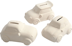 Creativ Company tirelire voiture terre cuite blanche 12 pièces décoration