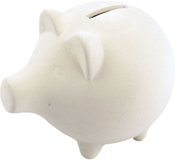Creativ Company tirelire cochon terracotta blanc 14 cm 10 pièces