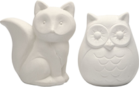 Creativ Company terracotta spaarpot speelgoed vos en uil 10 cm decoratief