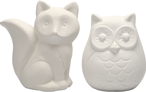 Creativ Company tirelire jouet en terre cuite renard et hibou 10 cm décorative