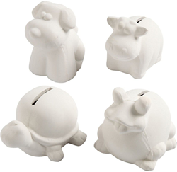 Creativ Company tirelire animaux terre cuite blanche 10 cm 4 pièces décoration