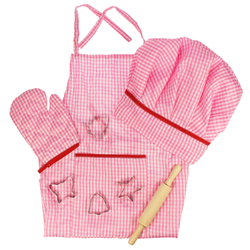 BigJigs speelgoed Chef Set - roze kokskleding voor kinderen