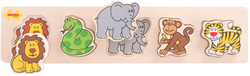 BigJigs houten safari puzzel - Chunky Lift and Match - 5 stuks