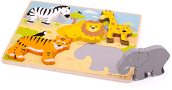 BigJigs puzzle en bois Safari - jouet éducatif 5 pièces