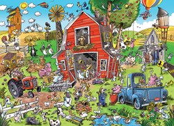 Cobble Hill puzzle DoodleTown Farmyard Folly 1000 pièces cartoon ferme