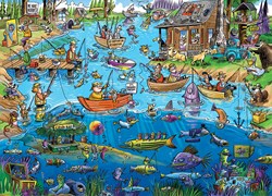 Cobble Hill puzzle DoodleTown Gone Fishing - 1000 pièces carton