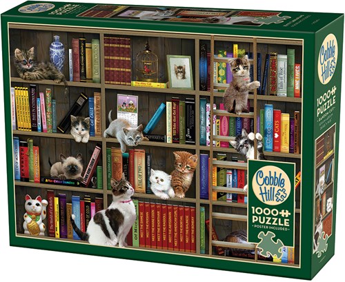 Cobble Hill puzzle bibliothèque de chats - puzzle 1000 pièces-2