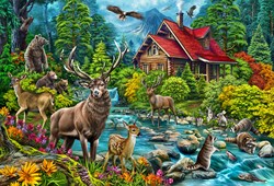 Cobble Hill legpuzzel 2000 stukjes - Red-roofed Cabin puzzel