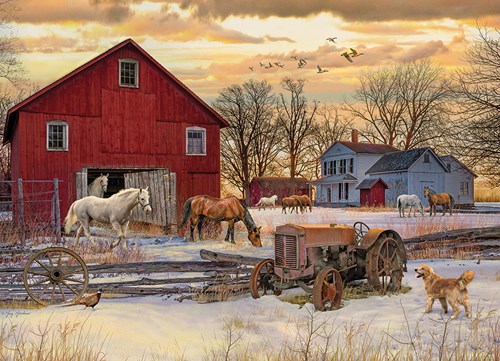 Cobble Hill puzzle 1000 pièces hiver à la ferme rustique