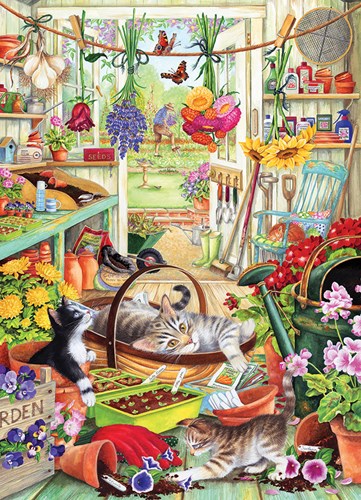 Cobble Hill puzzle chats - Potting Shed Cats - 500 pièces XXL