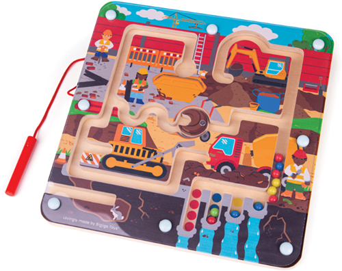 BigJigs bouw doolhof puzzel magnetisch houten speelgoed