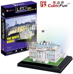 Cubic Fun 3D puzzel LED Witte Huis Washington 56 stukjes speelgoed