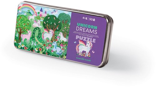 Crocodile Creek Puzzle boîte métal - 50 pièces - Rêve de licorne