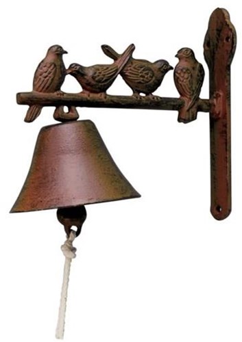 Esschert Design deurbel gietijzer vogels bruin tuinaccessoire