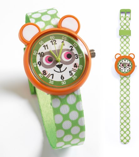 Djeco montre enfant Raccoon - montre pour apprendre à lire l'heure