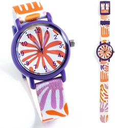 Djeco montre pour enfants Leaves - montre éducative avec bracelet textile