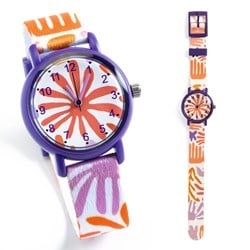 Djeco montre pour enfants Leaves - montre éducative avec bracelet textile
