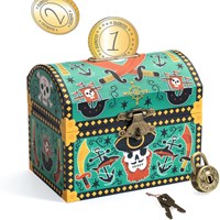 Djeco tirelire pirate - coffre au trésor en bois FSC décoration