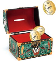 Djeco tirelire pirate - coffre au trésor en bois FSC décoration-2