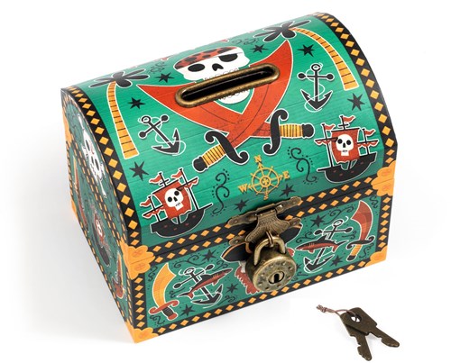 Djeco tirelire pirate - coffre au trésor en bois FSC décoration-3