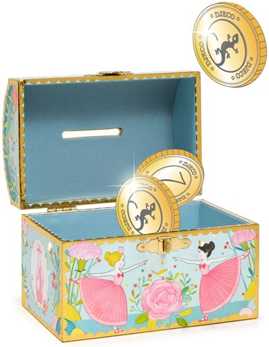 Djeco spaarpot Ballerina - kleurrijke kinderspaarpot met hangslot-2