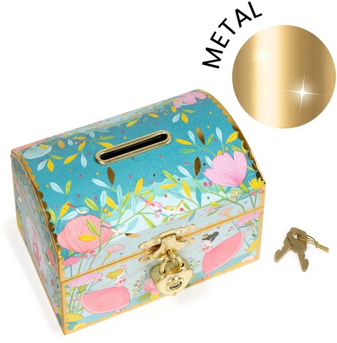 Djeco spaarpot Ballerina - kleurrijke kinderspaarpot met hangslot-3