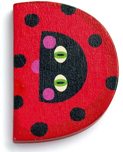 Djeco houten letter D - dieren letter voor kinderkamer decoratie
