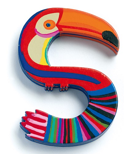 Djeco houten letter S - dierenletter voor kinderkamer decoratie