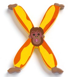 Djeco houten letter X dieren - kleurrijke kinderkamer decoratie