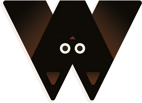 Djeco lettre en bois W - lettre animale graphique pour chambre d'enfant