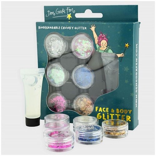Den Goda Fen glitter set gezicht en lichaam - 7 stuks - multicolor