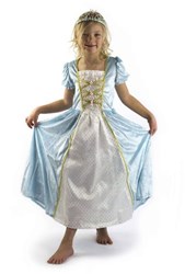 Den Goda Fen prinsessenjurk lichtblauw fluweel verkleedkleding 110-116