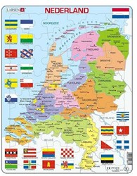 Puzzle carte des Pays-Bas avec provinces et drapeaux carton 48 pièces