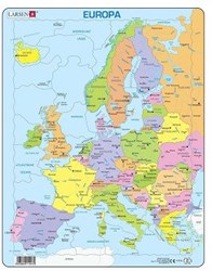 Legpuzzel Europa kaart educatief karton 37 stukjes topografie