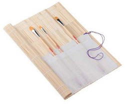 Porte-pinceaux en bambou à rouler pour artistes - tapis de rangement durable