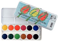 Coffret aquarelle transparente peinture 12 couleurs avec blanc de mélange