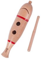 Classic World houten muziekinstrument Maxi Guiro met stok - educatief speelgoed
